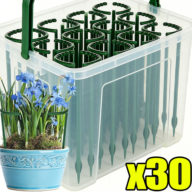 Gardening Tools Range - เสาค้ำต้นไม้พลาสติกแบบครึ่งวงกลม 30-1 ชิ้น พร้อมโครงยึดสำหรับจัดสวน ปลูกดอกไม้ ไม้เลื้อย