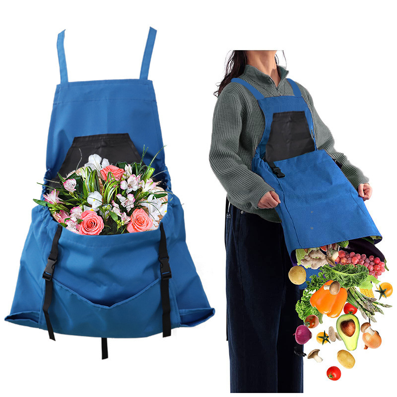 Gardening Tools Big - ผ้ากันเปื้อนสำหรับเก็บผลผลิตกลางแจ้งพร้อมกระเป๋าขนาดใหญ่, ผ้ากันเปื้อนสำหรับทำสวนแบบปลดเร็ว, ผ้ากันเปื้อนใส่เครื่องมือแบบสะพายหลัง, กระเป๋าเก็บผลผลิต