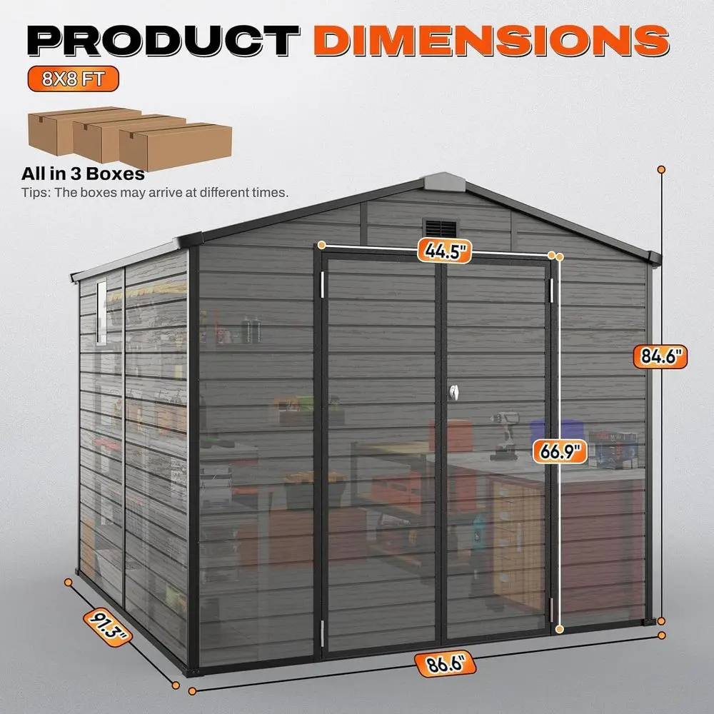 โรงเก็บของกลางแจ้งขนาด 8x8 ฟุต - Gardening Tools In บทวิจารณ์และราคา