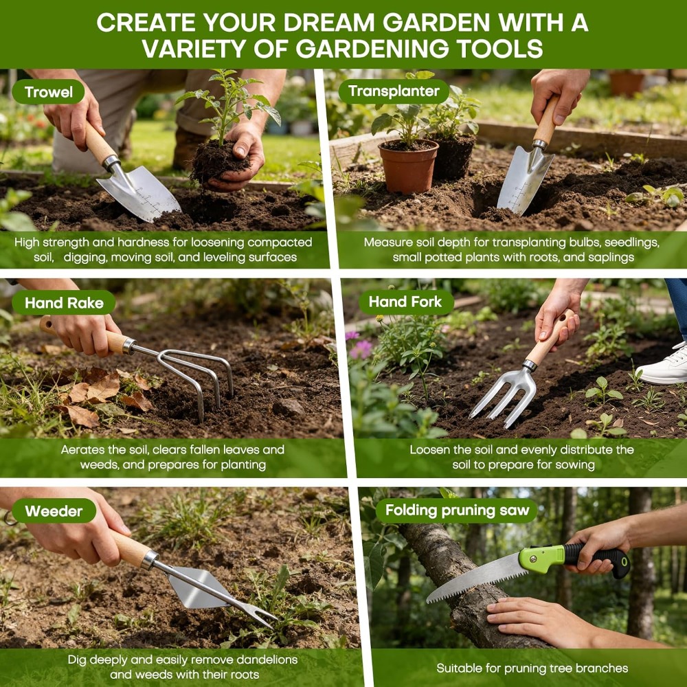 ชุดเครื่องมือทำสวน 62 ชิ้น พร้ - Gardening Tools Spade บทวิจารณ์และราคา